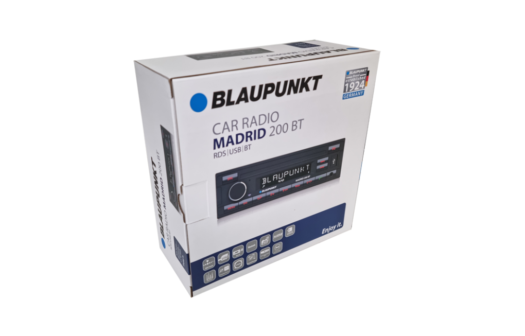 Autoradio Blaupunkt Madrid 200 BT - Bluetooth, USB, RDS - 4x40W, Design Noir Mat - Main Libre Intégrée