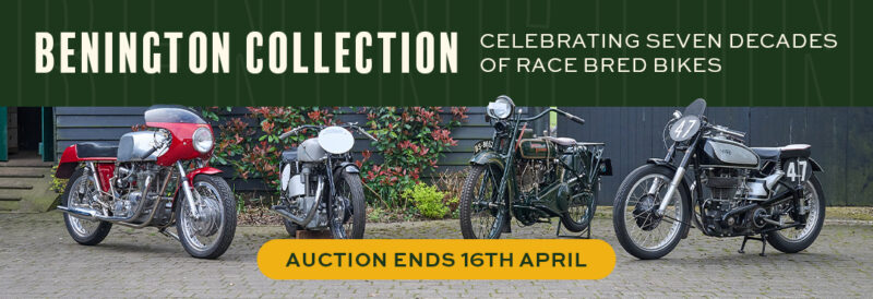 Benington Collection, vintage motorcycle, classic motorcycle, motorcycles, bike, bikes, motorbike, Harley-Davidson, Triumph, Norton, Manx Norton, MV Agusta, Seeley Matchless, AJS, NSU, Rickman Metisse, Greeves, Benelli, Moto Guzzi, Velocette, BSA, car and classic, car and classic auctions, carandclassic.co.uk, carandclassic.com, motoring, automotive, auction, motoring, automotive, classic, retro, race bike, classic bikes for sale, classic motorcycles for sale, classic race bike, pre-war motorcycle, vintage bike