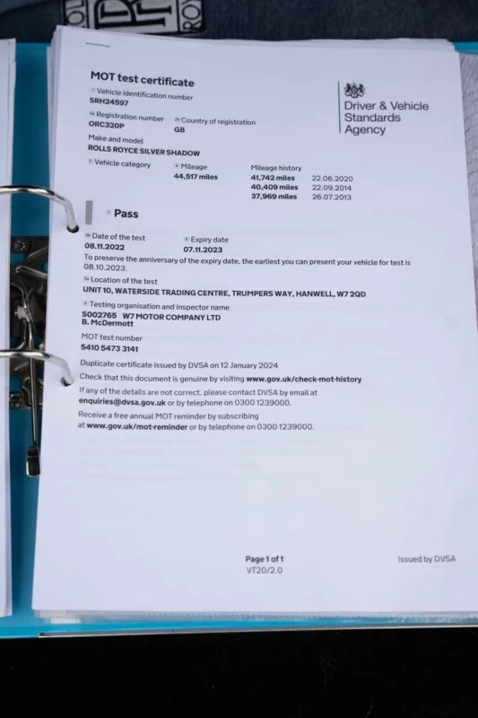 Photograph of a Historic Vehicler voluntary MOT